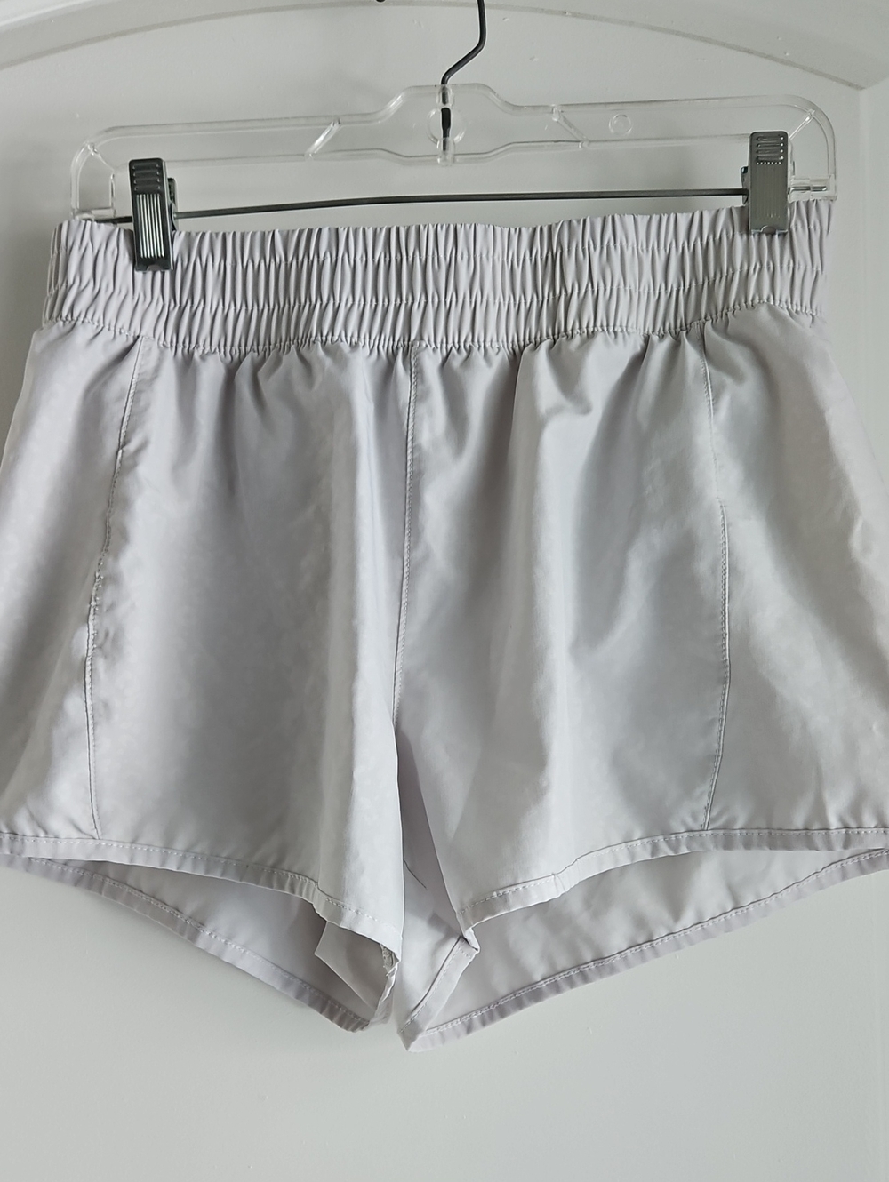 Marika Light Gray Athletic Shorts with Elastic Smocked Waist